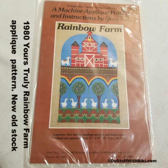 1980 Yours Truly Rainbow Farm applique pattern. New old stock Pat015 - Picture 1 of 5